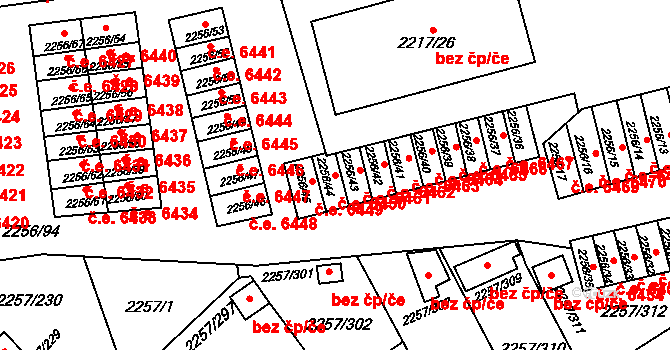 Horní Litvínov 6450, Litvínov na parcele st. 2256/44 v KÚ Horní Litvínov, Katastrální mapa