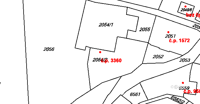 Varnsdorf 3360 na parcele st. 2054/2 v KÚ Varnsdorf, Katastrální mapa