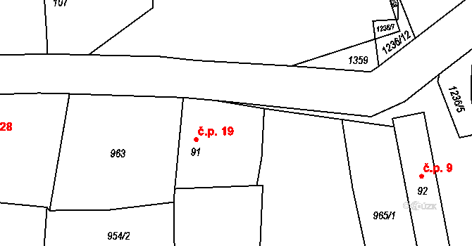 Velké Heřmanice 19, Heřmaničky na parcele st. 91 v KÚ Velké Heřmanice, Katastrální mapa