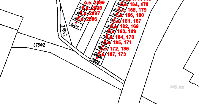 Zlín 172,186 na parcele st. 5808 v KÚ Zlín, Katastrální mapa