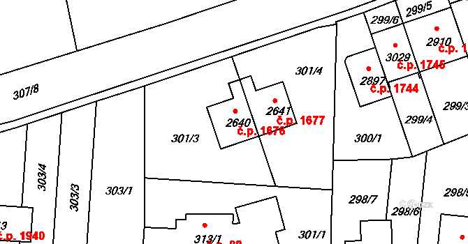 Vlašim 1676 na parcele st. 2640 v KÚ Vlašim, Katastrální mapa
