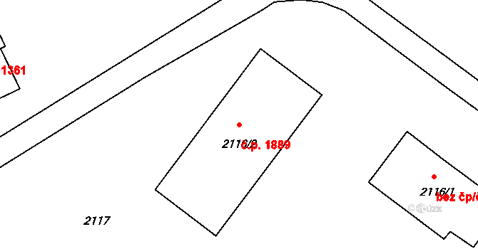 Poruba 1889, Ostrava na parcele st. 2116/2 v KÚ Poruba-sever, Katastrální mapa