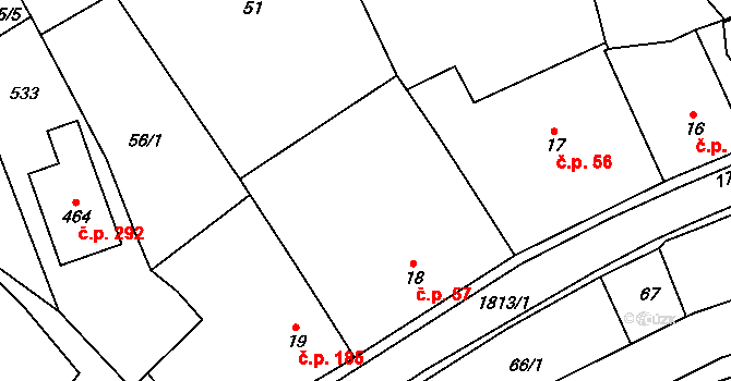 Doubravník 57 na parcele st. 18 v KÚ Doubravník, Katastrální mapa