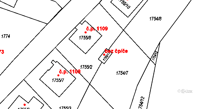 Dolní Lutyně 38188899 na parcele st. 1755/11 v KÚ Dolní Lutyně, Katastrální mapa