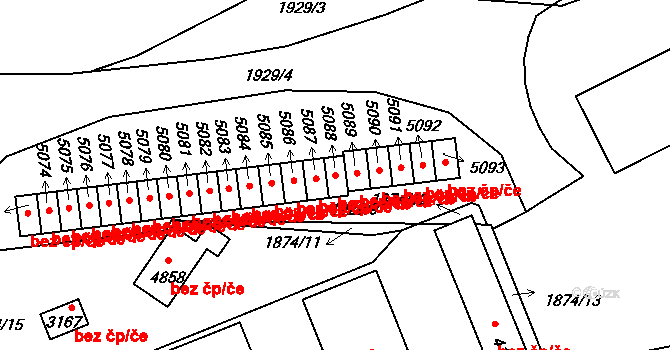 Písek 39994899 na parcele st. 5088 v KÚ Písek, Katastrální mapa