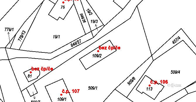 Osečná 40803899 na parcele st. 109/2 v KÚ Druzcov, Katastrální mapa