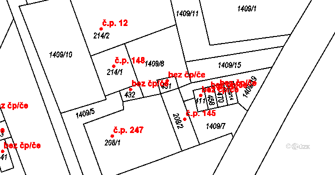 Chornice 42452899 na parcele st. 431 v KÚ Chornice, Katastrální mapa