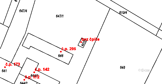 Bystřice pod Hostýnem 48551899 na parcele st. 647/2 v KÚ Rychlov u Bystřice pod Hostýnem, Katastrální mapa
