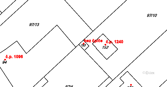 Litovel 49517899 na parcele st. 153 v KÚ Chořelice, Katastrální mapa