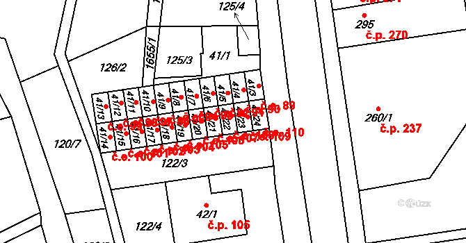 Lom 109 na parcele st. 41/23 v KÚ Lom u Mostu, Katastrální mapa
