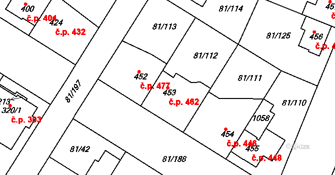 Lobeček 462, Kralupy nad Vltavou na parcele st. 453 v KÚ Lobeček, Katastrální mapa