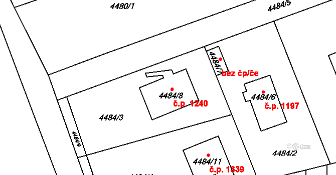 Černošice 1240 na parcele st. 4484/8 v KÚ Černošice, Katastrální mapa
