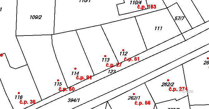 Vochov 27 na parcele st. 113 v KÚ Vochov, Katastrální mapa