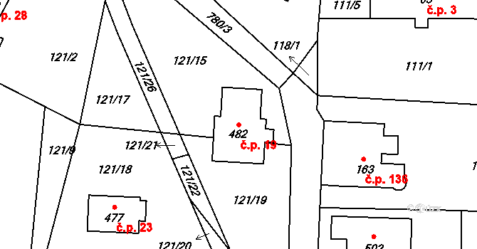 Dolní Chrastava 19, Chrastava na parcele st. 482 v KÚ Dolní Chrastava, Katastrální mapa