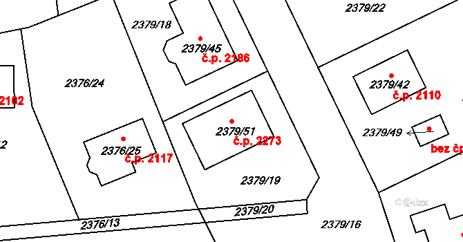 Bolevec 2273, Plzeň na parcele st. 2379/51 v KÚ Bolevec, Katastrální mapa