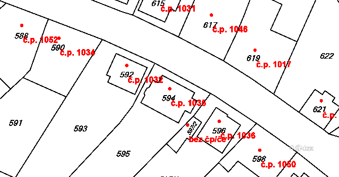 Zábřeh 1035 na parcele st. 594 v KÚ Zábřeh na Moravě, Katastrální mapa