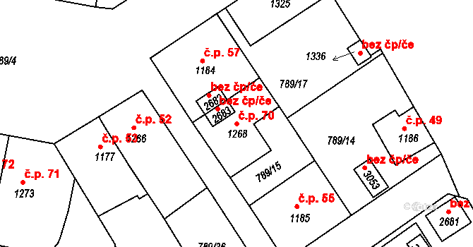 Nádražní Předměstí 70, Český Krumlov na parcele st. 1268 v KÚ Český Krumlov, Katastrální mapa