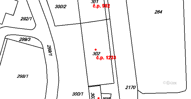 Vejprty 1233 na parcele st. 302 v KÚ Vejprty, Katastrální mapa