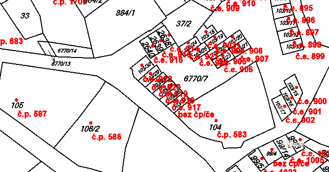 Žatec 918 na parcele st. 103/27 v KÚ Žatec, Katastrální mapa