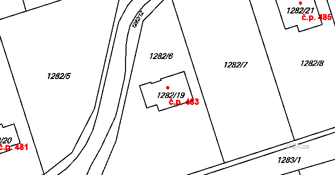 Záblatí 483, Bohumín na parcele st. 1282/19 v KÚ Záblatí u Bohumína, Katastrální mapa