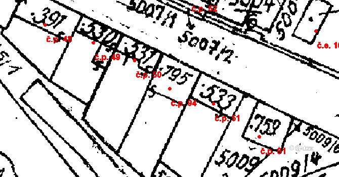 Pasohlávky 94 na parcele st. 795 v KÚ Pasohlávky, Katastrální mapa