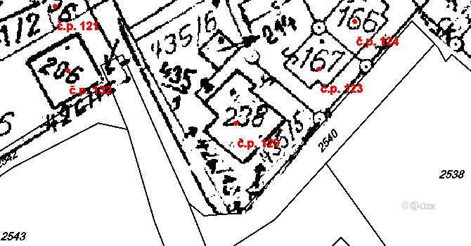 Ctidružice 129 na parcele st. 238 v KÚ Ctidružice, Katastrální mapa