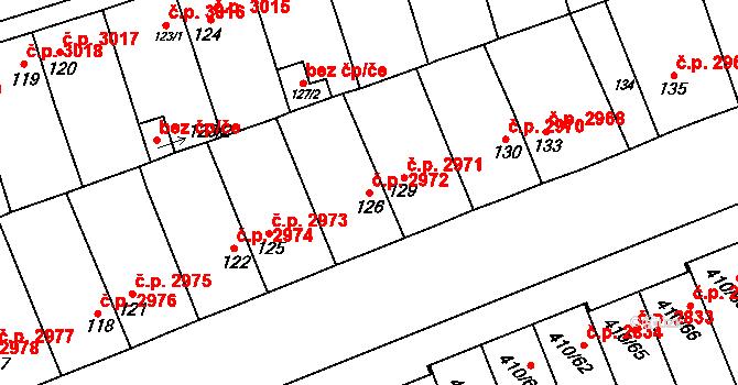Znojmo 2972 na parcele st. 126 v KÚ Znojmo-Louka, Katastrální mapa