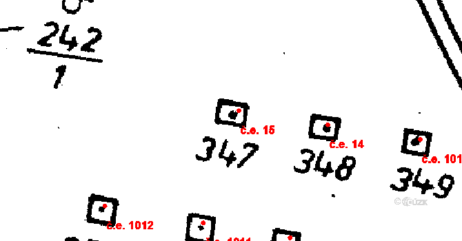 Kácov 15 na parcele st. 347 v KÚ Kácov, Katastrální mapa