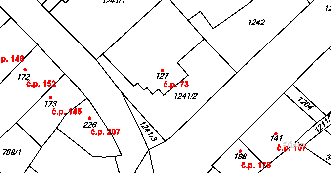 Cerhenice 73 na parcele st. 127 v KÚ Cerhenice, Katastrální mapa