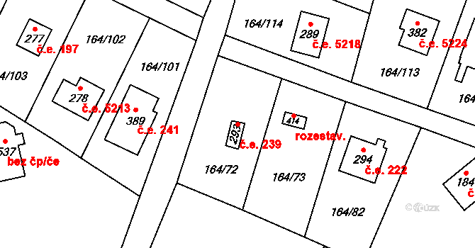 Doubravčice 239 na parcele st. 293 v KÚ Doubravčice, Katastrální mapa