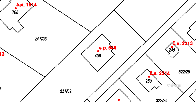 Struhařov 646, Kamenice na parcele st. 456 v KÚ Štiřín, Katastrální mapa
