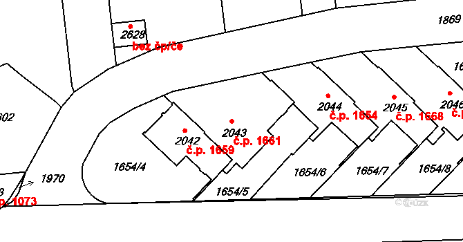 Brandýs nad Labem 1661, Brandýs nad Labem-Stará Boleslav na parcele st. 2043 v KÚ Brandýs nad Labem, Katastrální mapa