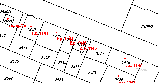 Boskovice 1146 na parcele st. 2416 v KÚ Boskovice, Katastrální mapa