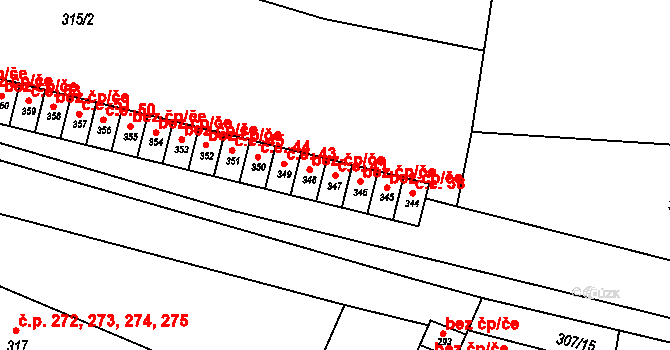 Horní Beřkovice 41 na parcele st. 347 v KÚ Horní Beřkovice, Katastrální mapa