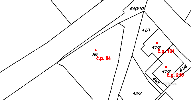 Choryně 64 na parcele st. 59 v KÚ Choryně, Katastrální mapa