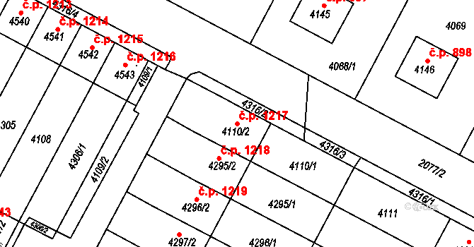 Žamberk 1217 na parcele st. 4110/2 v KÚ Žamberk, Katastrální mapa