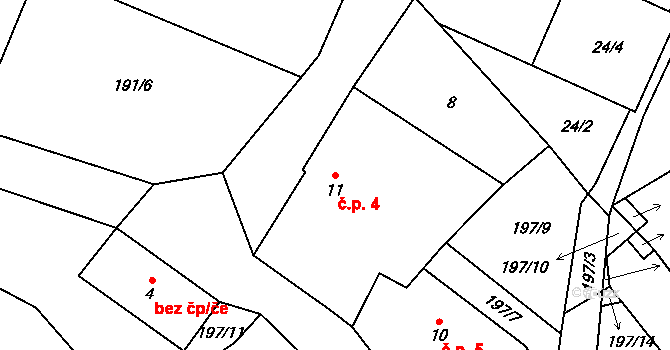 Ohrazenice 4, Volenice na parcele st. 11 v KÚ Ohrazenice u Tažovic, Katastrální mapa