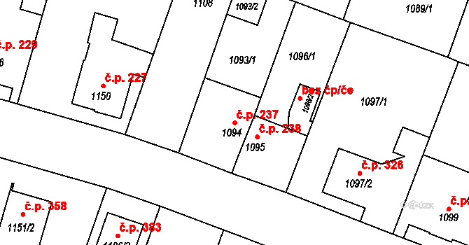 Pudlov 237, Bohumín na parcele st. 1094 v KÚ Pudlov, Katastrální mapa