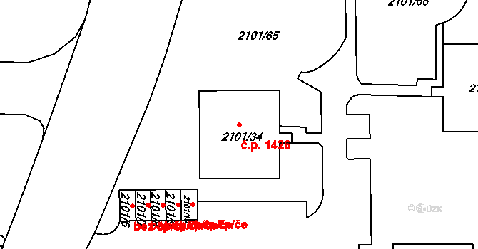 Trnovany 1426, Teplice na parcele st. 2101/34 v KÚ Teplice-Trnovany, Katastrální mapa