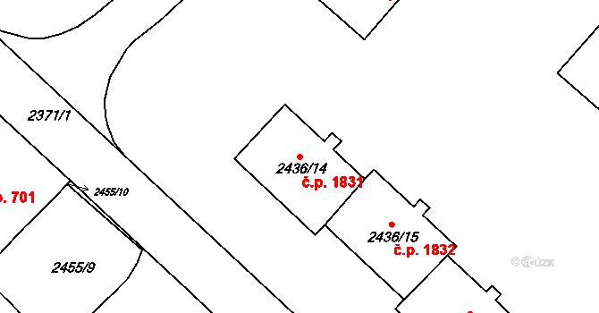 Sokolov 1831 na parcele st. 2436/14 v KÚ Sokolov, Katastrální mapa