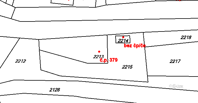 Jablůnka 379 na parcele st. 2213 v KÚ Jablůnka, Katastrální mapa