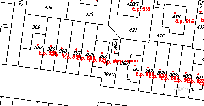 Košíře 531, Praha na parcele st. 393 v KÚ Košíře, Katastrální mapa