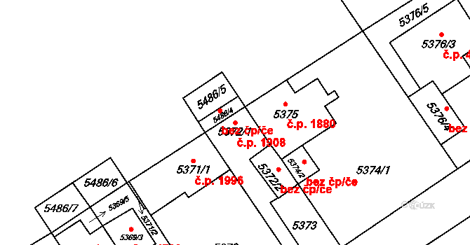 Chomutov 1908 na parcele st. 5372/1 v KÚ Chomutov I, Katastrální mapa