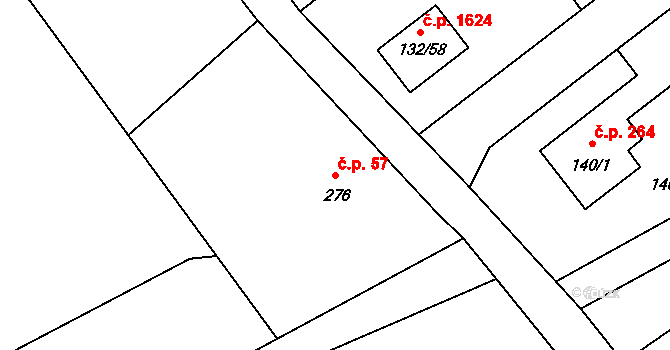 Ráj 57, Karviná na parcele st. 276 v KÚ Ráj, Katastrální mapa