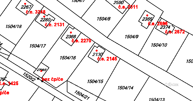 Litice 2145, Plzeň na parcele st. 2130 v KÚ Valcha, Katastrální mapa