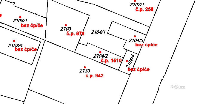 Vršovice 1510, Praha na parcele st. 2104/2 v KÚ Vršovice, Katastrální mapa