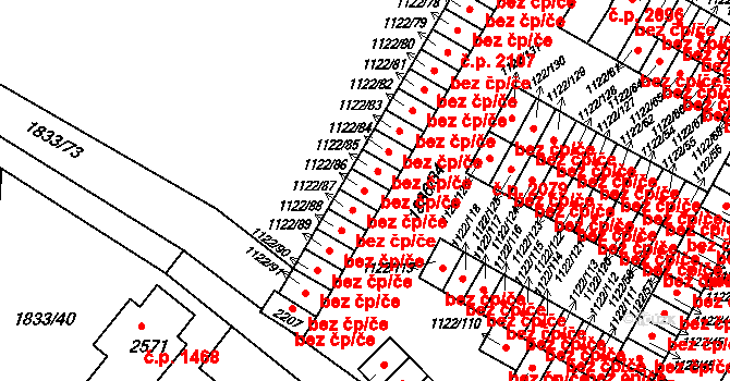 Uničov 2115 na parcele st. 1122/86 v KÚ Uničov, Katastrální mapa