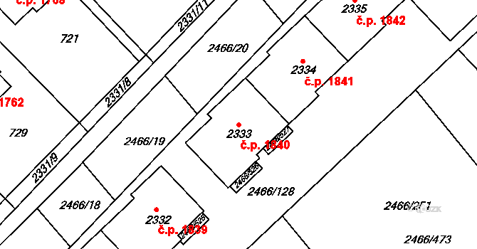 Tišnov 1840 na parcele st. 2333 v KÚ Tišnov, Katastrální mapa