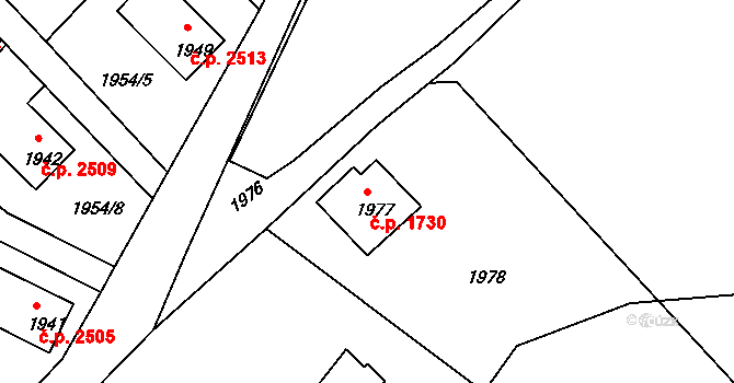 Varnsdorf 1730 na parcele st. 1977 v KÚ Varnsdorf, Katastrální mapa