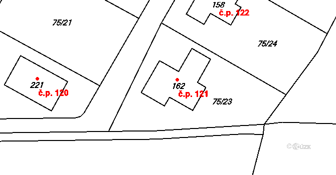 Noutonice 121, Lichoceves na parcele st. 162 v KÚ Noutonice, Katastrální mapa